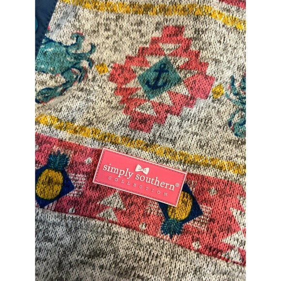 Euc Simply Southern Gray Knit Crab 1/4 Snap Pullover Sweater Women XXL - Picture 9 of 14